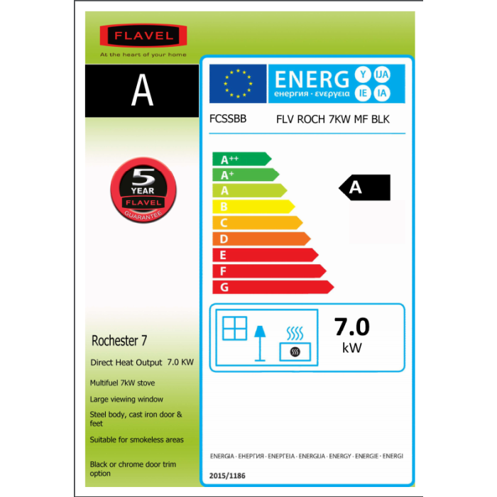Portway Rochester 7 DEFRA Approved Multifuel Stove - Matte Black