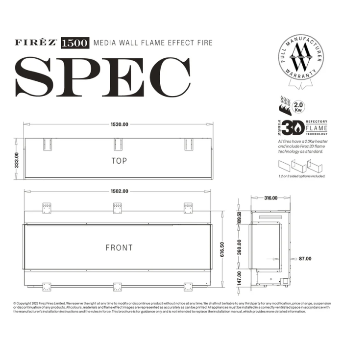 Firez 1500 Electric Fire