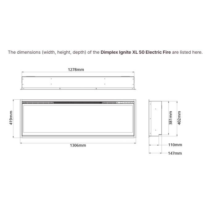 Dimplex Ignite XL 50 Inset Electric Fire