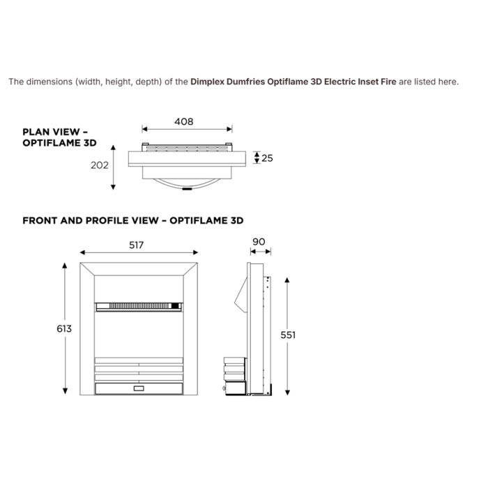Dimplex Dumfries 3D Optiflame Fire