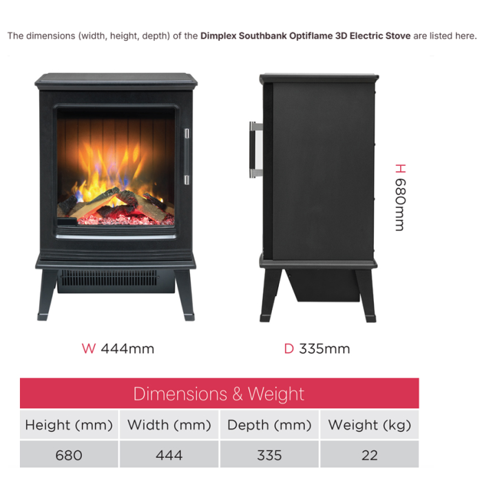 Dimplex Southbank Optiflame 3D Electric Stove