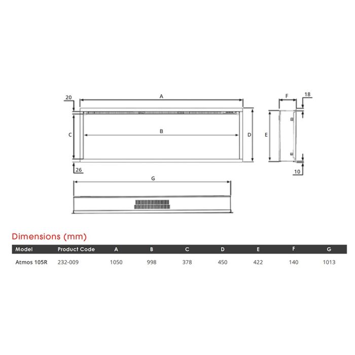 FireFX Atmos 105R Inset Electric Fire