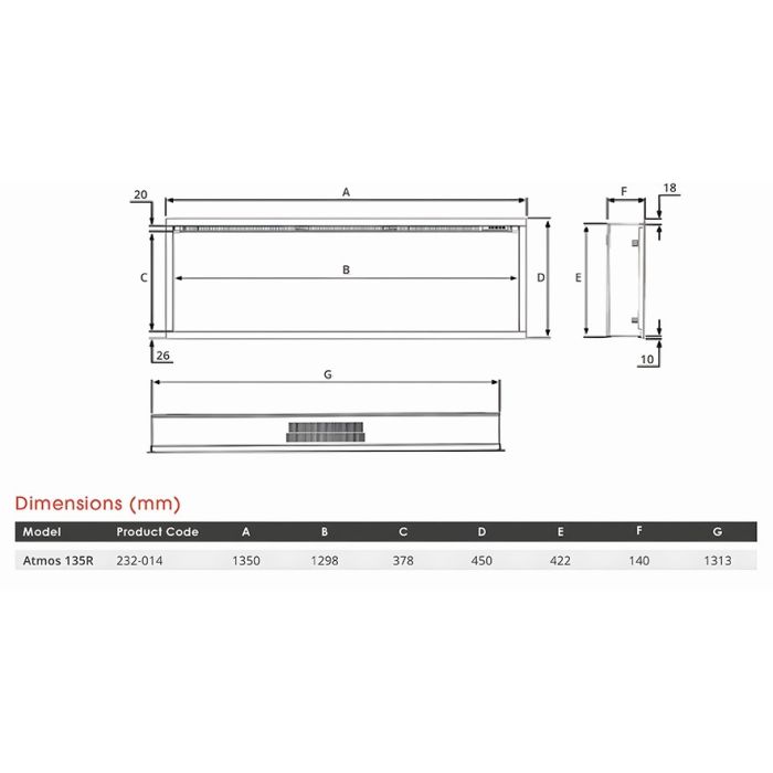 FireFX Atmos 135R Inset Electric Fire