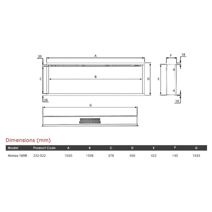 FireFX Atmos 165R Inset Electric Fire