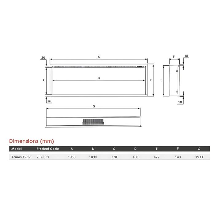 FireFX Atmos 195R Inset Electric Fire