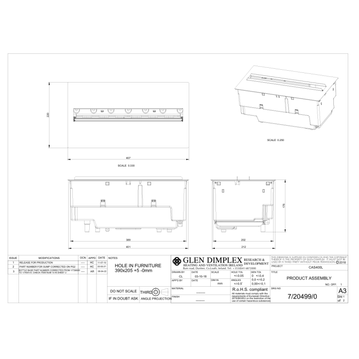 DIMPLEX CASSETTE 400/600 OPTIMYST ELECTRIC FIRE