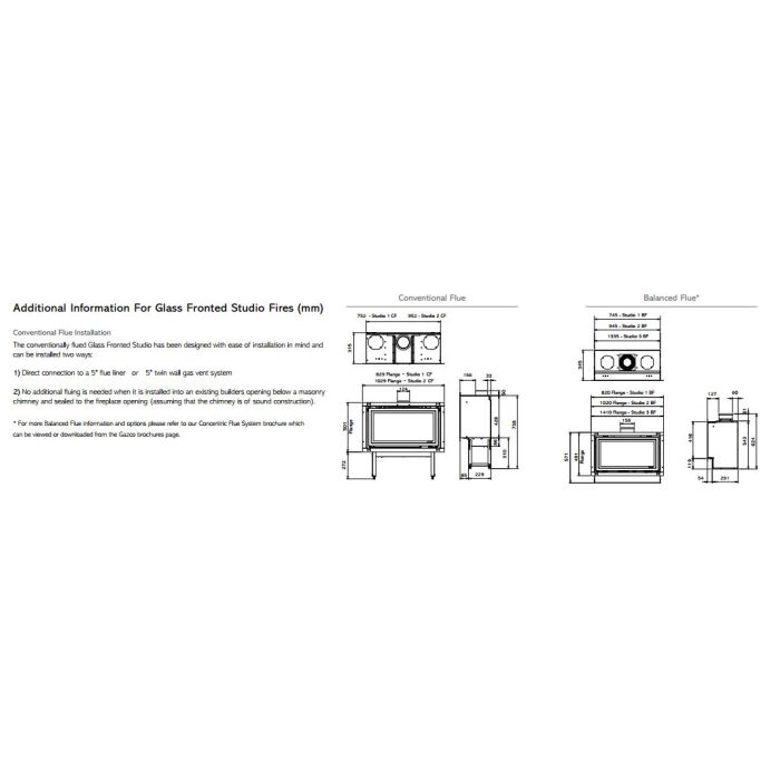 Gazco Studio 2 Glass Fronted Balanced Flue Gas Fire