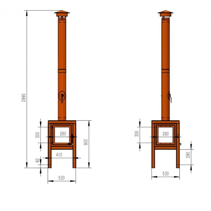 Henley Thor D12 Outdoor Wood Burning Stove + Base + Pipe