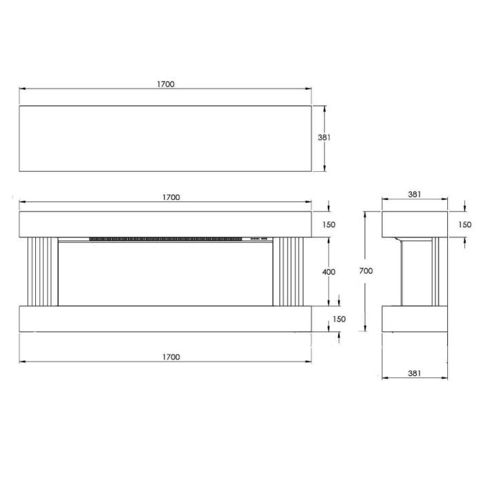 Katell Visto Deep Wall Mounted Italia Eco Electric Fireplace