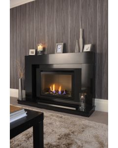 Be Modern 81116 Black Abbey Slimline Natural Gas Fire with Coal Bed 