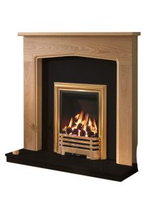 FLARE Collection By Be Modern Tudor Natural Oak Finish Surround with Black Granite Back Panel and Hearth