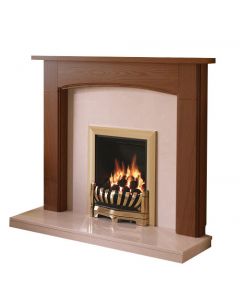 FLARE Collection By Be Modern Logan 46 Inch Surround W/ Marble Fireplace - Warm Oak/Manila