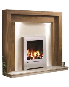 FLARE Collection By Be Modern Kansas Natural Oak Finish Surround with Manila Micro Marble Back Panel and Hearth