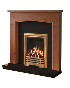 Be Modern Tudor 48 Inch Surround W/ Marble Fireplace - Warm Oak/Black Granite