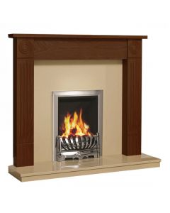 FLARE Collection By Be Modern 48 Inch Lewiston Surround W/ Marble Fireplace - Warm Oak/Marfil