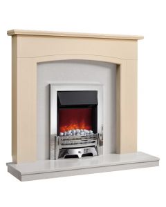 Be Modern Ellonby Soft White Finish Surround with Manila Micro Marble Back Panel and Hearth