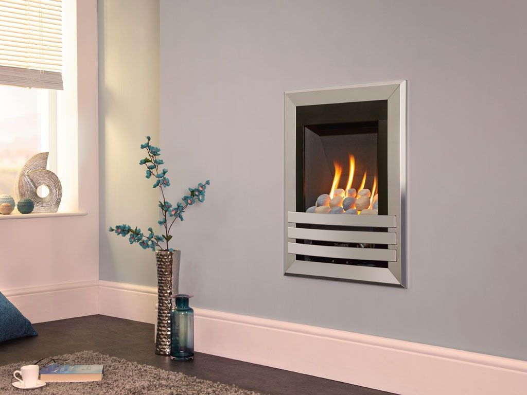 Flavel Windsor Pebble Wall Mounted Gas Fire Polished Silver
