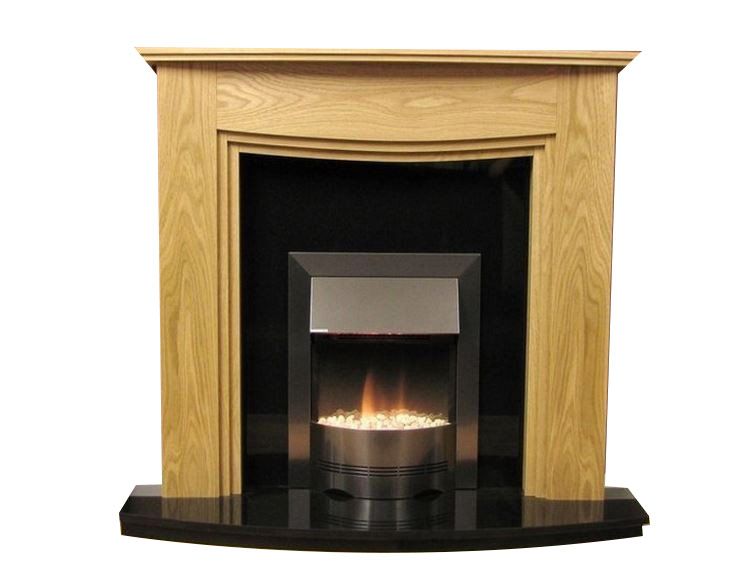 Lewis 48 Inch Natural Oak Surround With Black Granite Fireplace